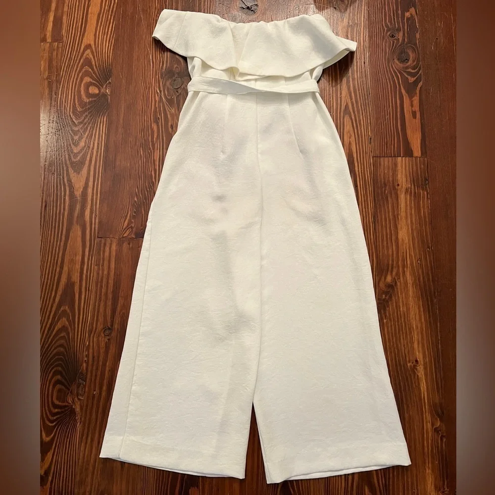 BABATON ARITIZIA Altamiro White/Off White Jumpsuit Strapless Wide Leg Cropped - Picture 5 of 12